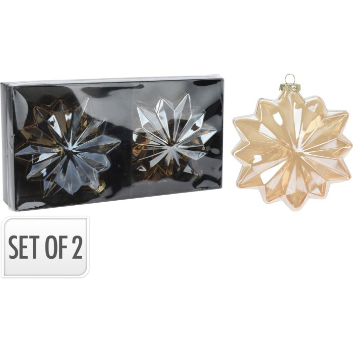 SET 2 STELLE 13CM VETRO AMBRA